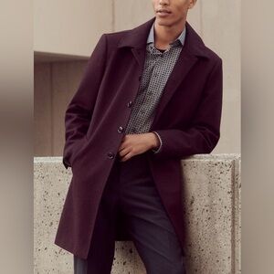 Express Burgundy Wool Top Coat Overcoat  Men’s Size Large